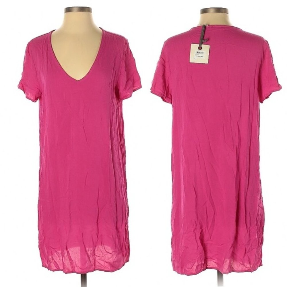 Hinge Pink Berry Shift Tunic Dress - XS - Magenta Pink - Lightweight - Casual